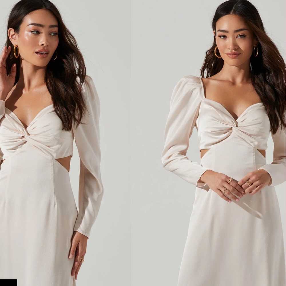 ASTR the label LAINIE CUTOUT LONG SLEEVE MIDI DRESS